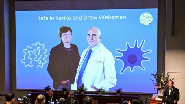 La bioquímica húngara Katalin Karikó y el investigador estadounidense Drew Weissman son premio Nobel de Medicina. Foto: La Voz