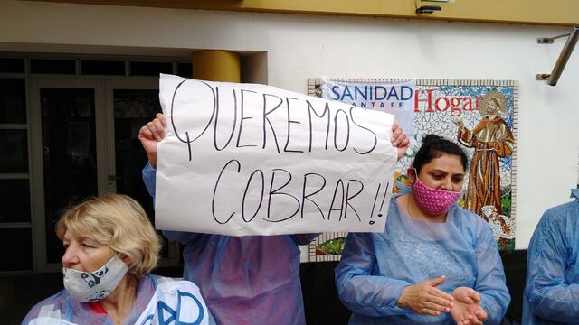 Manifestación de trabajadores de ATSA en reclamo de los salarios atrasados en el Hogar "San Francisco de Asís"