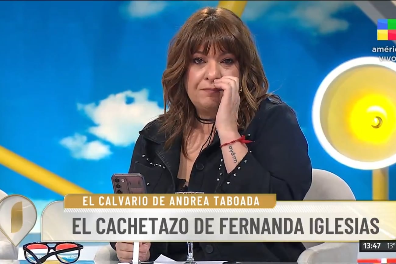 Andrea Taboada, al borde del llanto, al hablar de su pelea con Fernanda Iglesias. (Foto: Captura de pantalla - Intrusos)