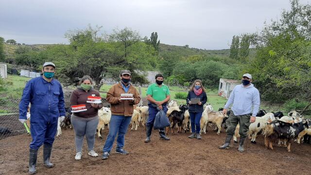 Los productores caprinos y los técnicos con las muestras sacadas de majadas de cabras en el Norte de San Luis. Gentileza Norte Puntano