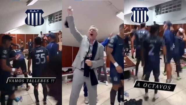 Jugadores y dirigencia festejaron el pase de Talleres a octavos de final de la Copa Libertadores.