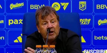 El "Ruso" Zielinski en conferencia de prensa tras la victoria de Belgrano sobre Boca por 2-1. (Captura de pantalla)