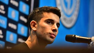 El delantero Lautaro Pastrán en su presentación como refuerzo de Belgrano. (José Gabriel Hernández / La Voz).