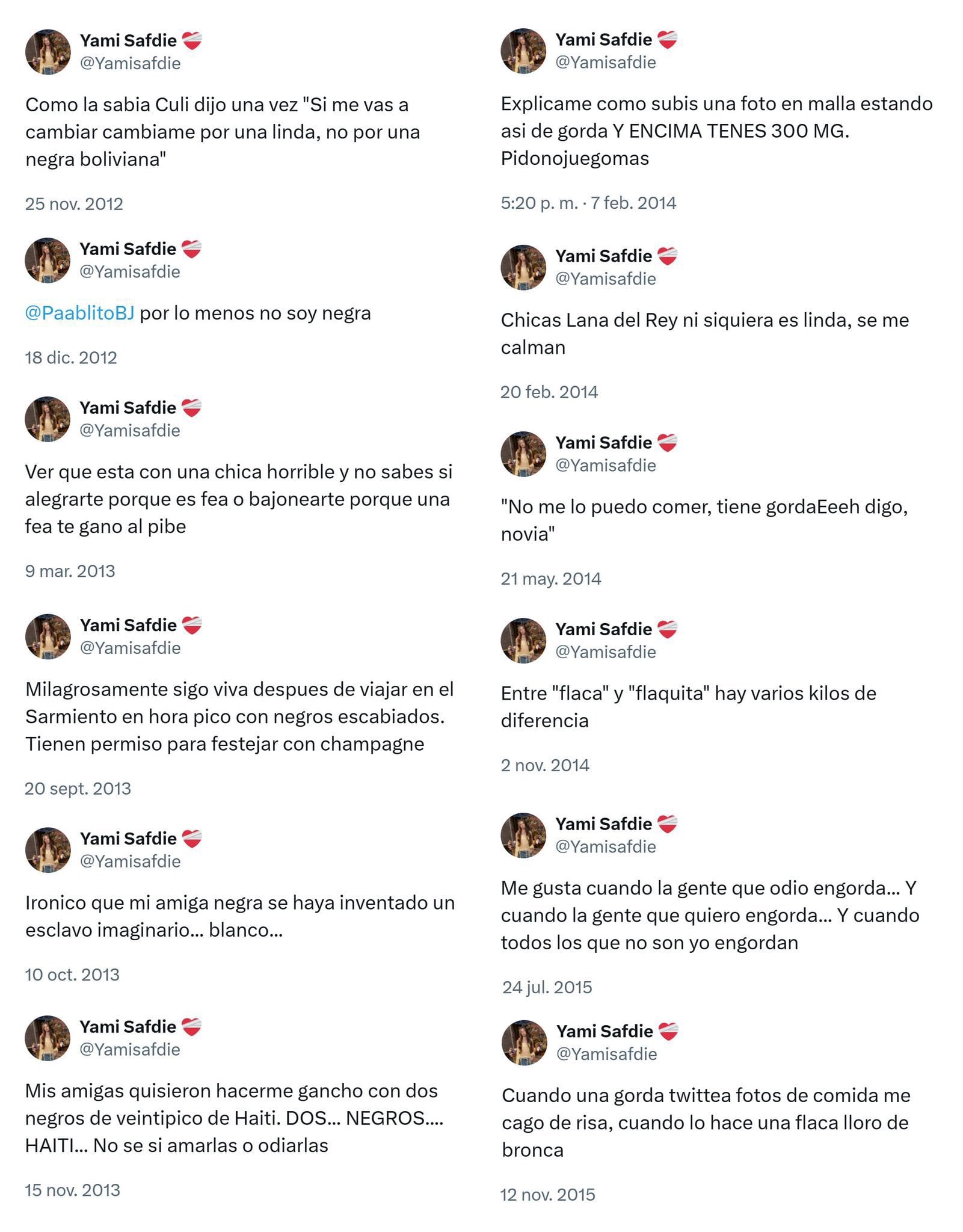 Los polémicos tweets de Yami.