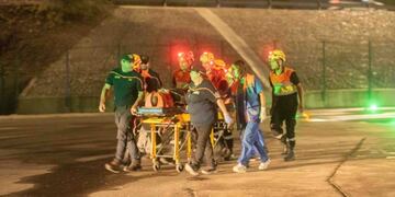 Helipuerto en el Hospital Notti. Simulacro de rescate con el gobernador Rodolfo Suárez.