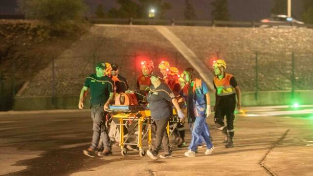 Helipuerto en el Hospital Notti. Simulacro de rescate con el gobernador Rodolfo Suárez.