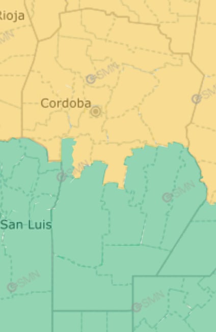 Alerta por vientos en Córdoba este sábado 25 de octubre.