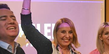 Maria Cecilia Ibañez en el búnker de La Libertad Avanza. (Nicolás Bravo)