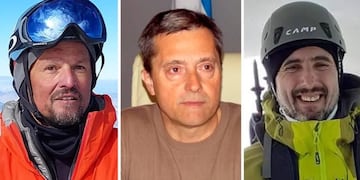 De izquierda a derecha: el guía mendocino Ignacio Lucero, el intendente de General San Martín, Raúl Espir, y el escribano Sergio Berardo. Gentileza: ADNSUR.