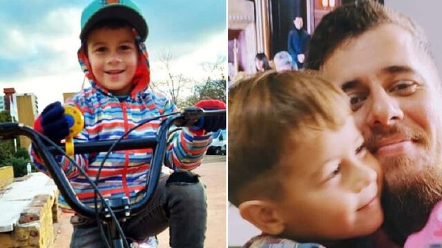 Christian Dupuy, junto a su hijo Lucio, el nene de cinco años asesinado a golpes.