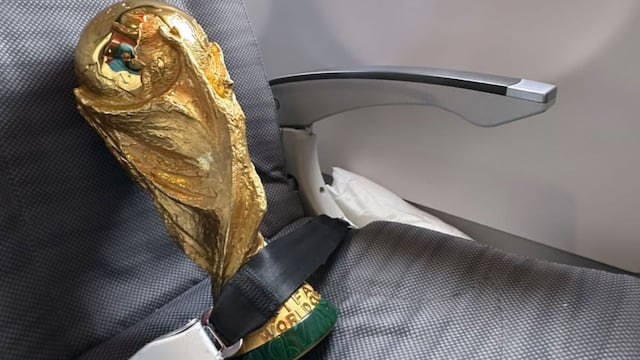 La Copa del Mundo viaja segura hacia argentina, mimada y custodiada por los campeones. (Twitter)