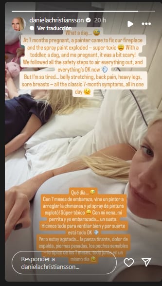 El mal momento de Daniela Christiansson en medio de su embarazo y lejos de Maxi López