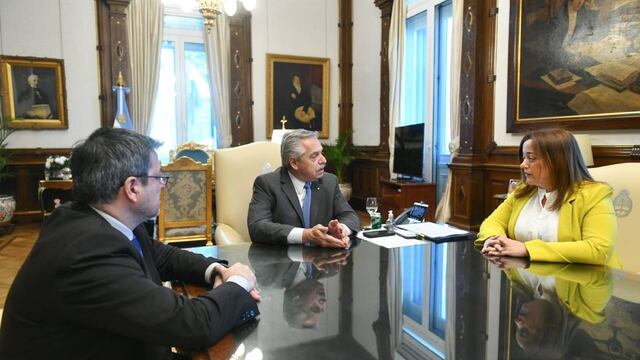 Alberto Fernández recibió en Casa Rosada a Cecilia Moreau y Germán Martínez. Foto: Prensa FDT.
