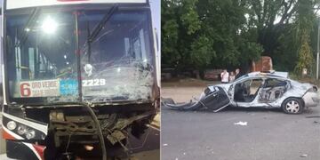 Accidente entre un colectivo de la empresa ERSA y un automovil en Acceso Sur. 2 personas fallecidas.