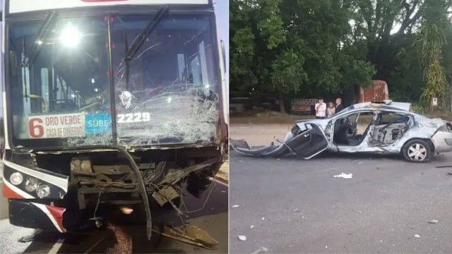 Accidente entre un colectivo de la empresa ERSA y un automovil en Acceso Sur. 2 personas fallecidas.