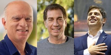 Néstor Grindetti, Diego Santilli y Axel Kicillof, precandidatos a gobernador de la provincia de Buenos Aires.