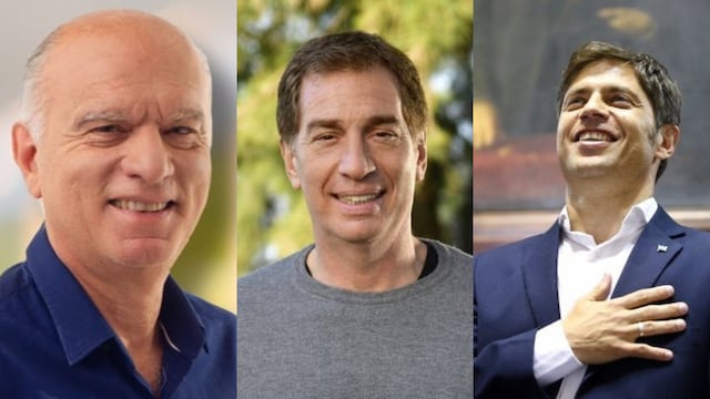 Néstor Grindetti, Diego Santilli y Axel Kicillof, precandidatos a gobernador de la provincia de Buenos Aires.