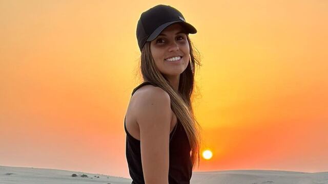 Emilia Ferrero, la novia de Julián Álvarez, lo alienta desde Qatar.