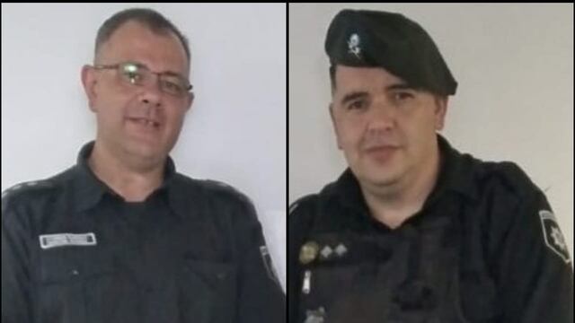 El Jefe de la Comisaría 6ta. Inspector Esteban Audello y el Jefe del Comando Radioeléctrico local Subinspector Hugo Alberto Romero