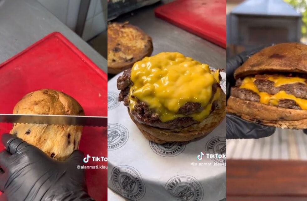 Navidad diferente: hizo una hamburguesa con un pan dulce de chips de chocolate y se viralizó