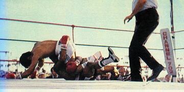 Histórico triunfo de "Falucho" Laciar en marzo de 1081 en Soweto, Sudáfrica. (Foto: captura / El Gráfico).