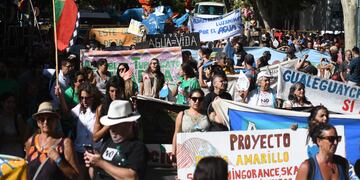 Protesta en defensa del agua, durante el Carrusel.