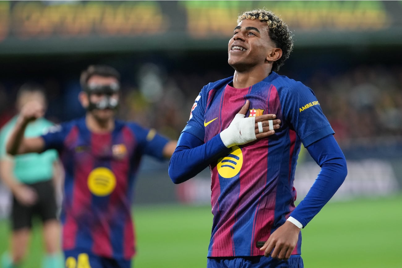 Lamine Yamal festejando su gol. (AP).