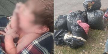 La beba recién nacida fue encontrada entre bolsas de basura, envuelta en una campera.