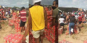 Un camión volcó y los vecinos se llevaron alrededor de cinco mil packs de cervezas