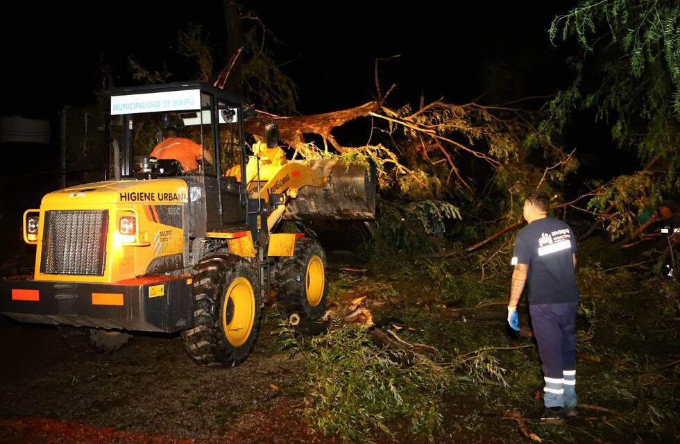 Matías Stevanato supervisa las tareas de asistencia a las familias damnificadas por las tormentas en Maipú