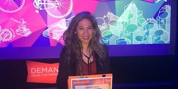 Patricia Sánchez, durante su presentación en Washington DC, en la competencia "Demand Solutions" del BID.