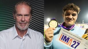 El gesto de Bonadeo con el atleta Juan Arriéguez