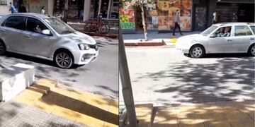 "Las sillas de ruedas deberían bajar por la senda peatonal", reclama en el video.