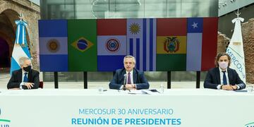 El presidente Alberto Fernández en la reunión del 30° aniversario del Mercosur. (Presidencia)