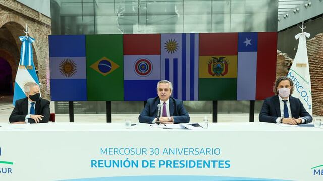 El presidente Alberto Fernández en la reunión del 30° aniversario del Mercosur. (Presidencia)