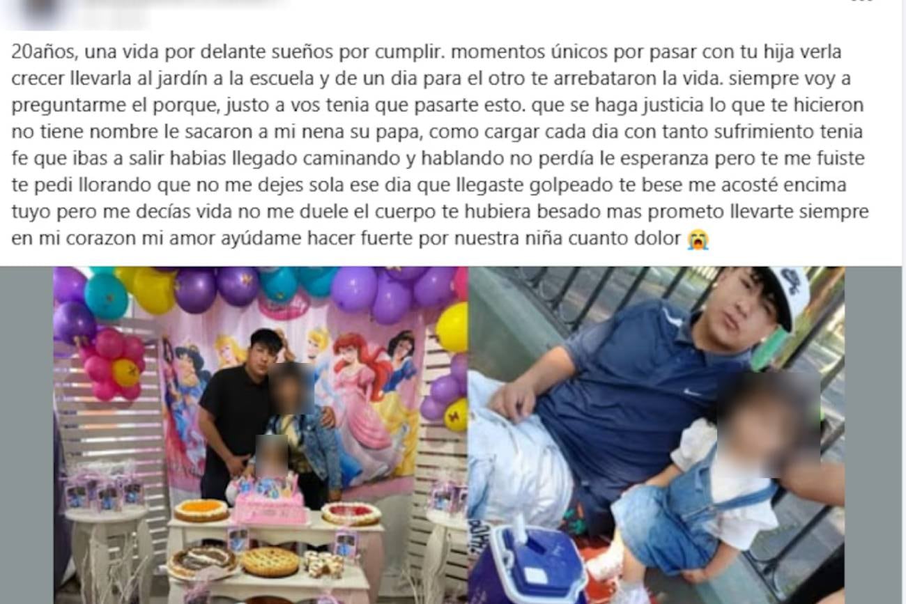 El posteo de la pareja de Alan Ismael Bordón, el joven que murió tras una brutal golpiza a la salida de un boliche en El Talar. (Captura)