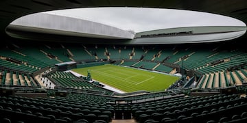 El Court Central de Wimbledon, la cancha principal del Grand Slam británico que cambiará el horario de sus finales. (DPA)
