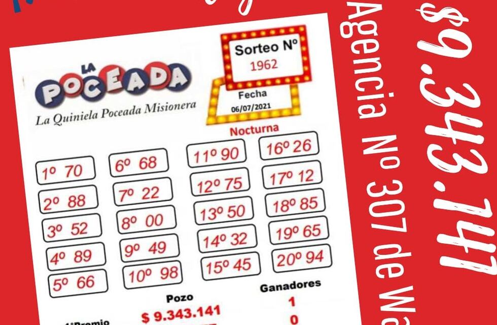 Una persona de Wanda sacó 9 millones en la Poceada Misionera