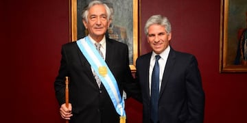 Alberto Rodríguez Saá junto a Claudio Poggi, hoy oposición.