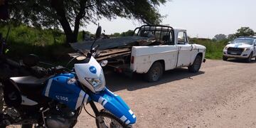 La camioneta que llevaba los materiales secuestrados