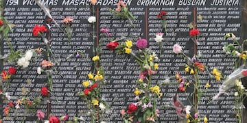 El mural que recuerda los nombres de todos los fallecidos en la tragedia de Cromañón. Foto DYN.
