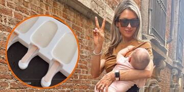 Agustina Gandolfo hizo heladitos de leche materna para su hija Nina.