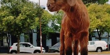 Un chivo pasea por la plaza principal de Gualeguaychú/ElDía.