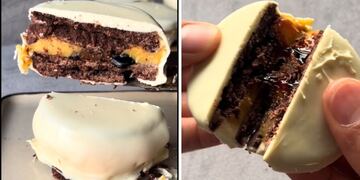 ¡Postre irresistible! receta bomba de alfajor relleno de flan en simples pasos