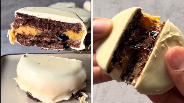 ¡Postre irresistible! receta bomba de alfajor relleno de flan en simples pasos