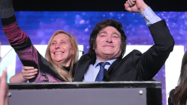 Karina Milei junto al presidente electo, Javier Milei, tras su triunfo en el balotaje del 19 de noviembre de 2023. Foto: