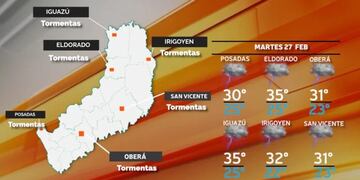 Se espera una jornada calurosa con posibles lluvias para este martes en Misiones.