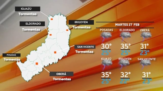 Se espera una jornada calurosa con posibles lluvias para este martes en Misiones.