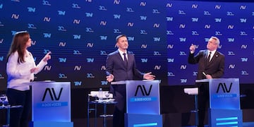 Luis Petri en el debate de candidatos a vicepresidente de la Nación organizado por A Dos Voces (TN). Foto: Federico Lopez Claro.