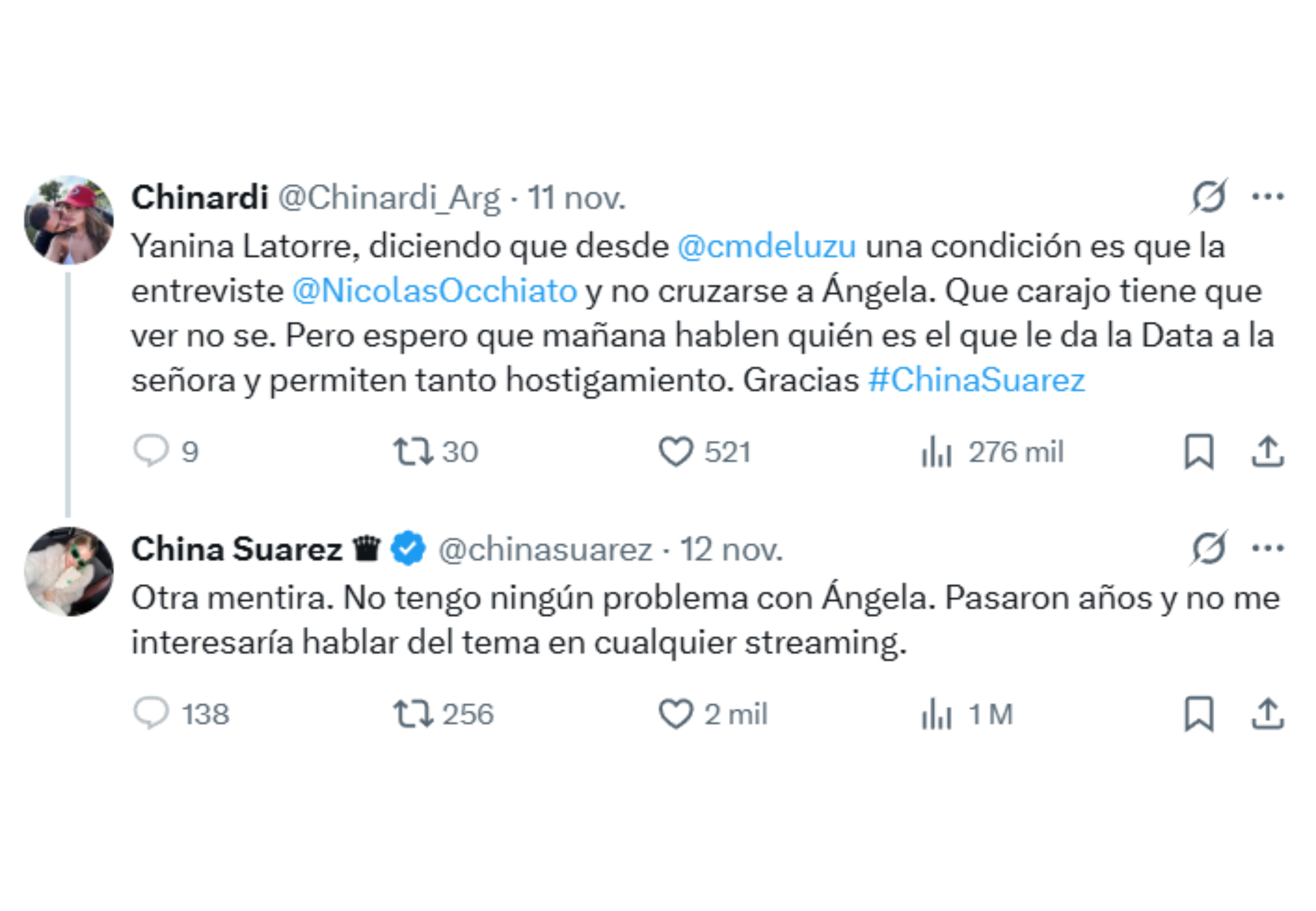 La China habló sobre su pelea con Ángela Torres.